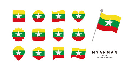 Obraz premium Myanmar flag icon set vector illustration