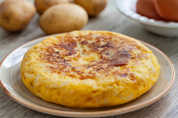 Spanish potato omelette on a plate