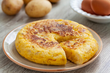 Spanish potatoe omelette on a plate