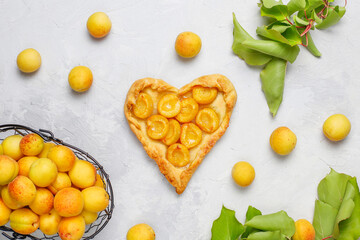 Delicious homemade galette with ripe apricots.