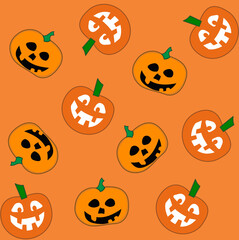 Wrapping paper for making gifts for the halloween party with smiling pumpkins