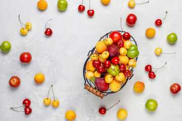 Fresh summer fruits and berries.