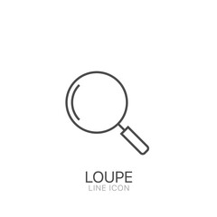 Magnifier glass outline vector icon. Editable stroke