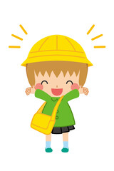 わからないことを質問する可愛い幼稚園児の男の子のイラスト 白背景 Wall Mural ぽこたぽこ
