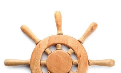 Ship helm isolated on white