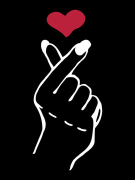 Hand making heart sign. Symbol of the heart and love. Hand-drawn isolated vector illustration