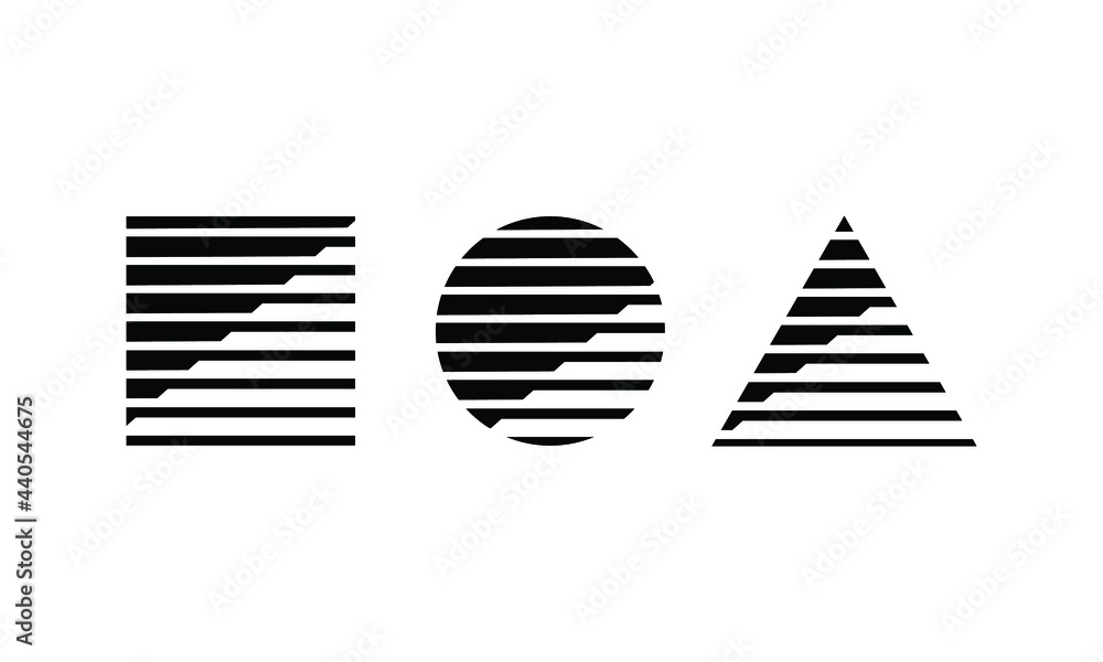 Poster offset basic shape with minimalist abstract pattern in it. geometric element for modern and trendy d