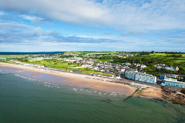 Aerial view of Youghal, a seaside resort town in County Cork, Ireland.