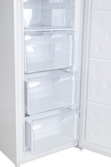 Refrigerator Isolated on White Background. Modern Kitchen and Domestic Major Appliances