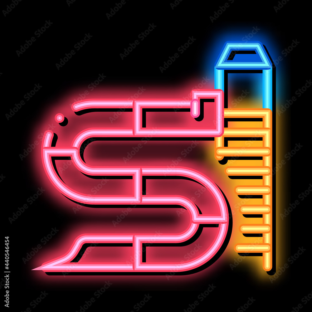 Poster zigzag water slide neon light sign vector. Glowing bright icon zigzag water slide sign. transparent symbol illustration