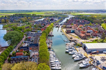 Aerial from the city Muiden in the Netherlands