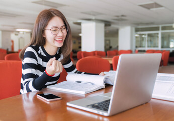 Obraz premium Back to school education knowledge college university concept, Young people being used computer and tablet, Education and technology concept. 