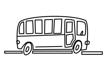 A bus drawn by hand with a contour. Contour drawing, icon