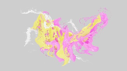 Obraz premium 3D render, Colour liquids Splash, Abstract fluid background