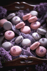 Obraz na płótnie Canvas Gorgeous macaroons of flower flavour. Concept for gift card.