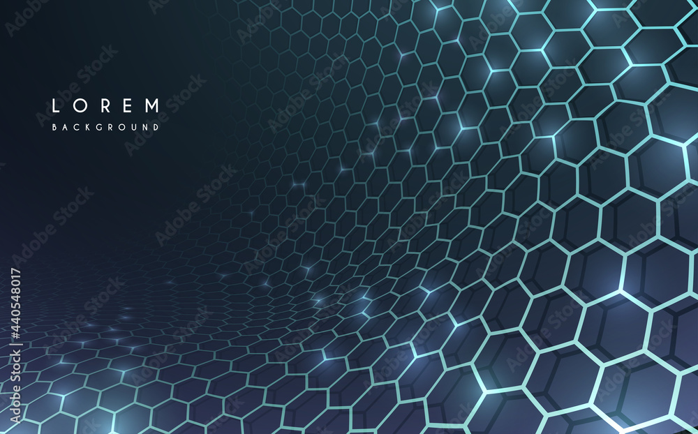 Fototapete Abstract hexagonal technology background with glow effect
