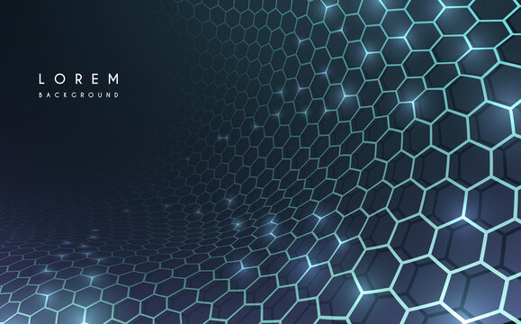 Abstract hexagonal technology background with glow effect