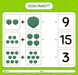 How many counting game with acorn squash. worksheet for preschool kids, kids activity sheet, printable worksheet