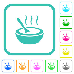 Steaming bowl of soup with spoon vivid colored flat icons