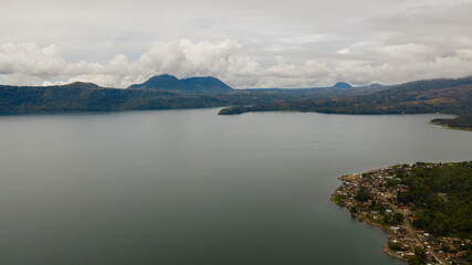 Aerial drone of Lake Lanao, located in the mountainous part of the island of Mindanao, Philippines.