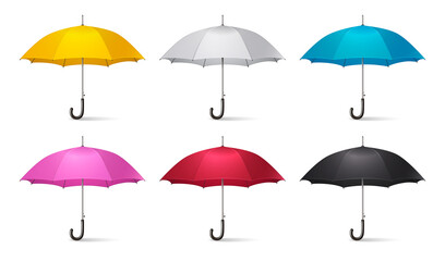 Realistic Umbrella Icon Set - obrazy, fototapety, plakaty