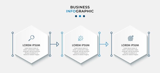 Vector Infographic design business template with icons and 3 options or steps. Can be used for process diagram, presentations, workflow layout, banner, flow chart, info graph