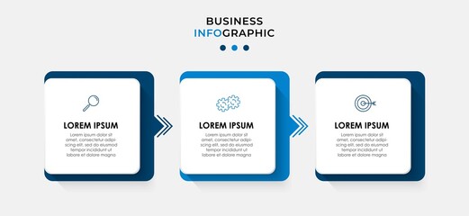 Vector Infographic design business template with icons and 3 options or steps. Can be used for process diagram, presentations, workflow layout, banner, flow chart, info graph