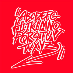 Graffiti Alphabet handwriting, vector, hand letter, brush, vintage
