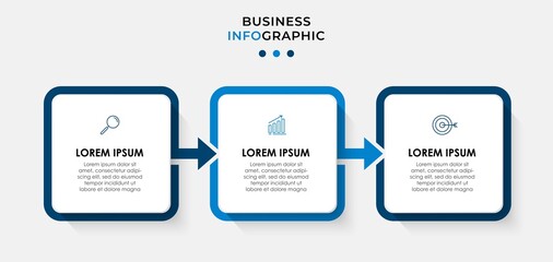 Vector Infographic design business template with icons and 3 options or steps. Can be used for process diagram, presentations, workflow layout, banner, flow chart, info graph - obrazy, fototapety, plakaty