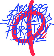 Graffiti Alphabet handwriting, vector, hand letter, brush, vintage
