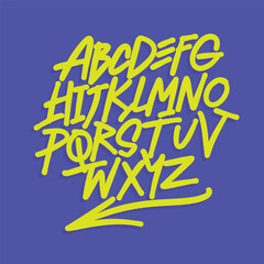 Graffiti Alphabet handwriting, vector, hand letter, brush, vintage
