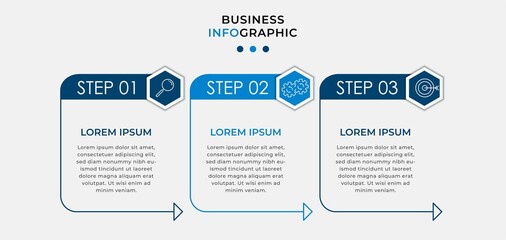 Vector Infographic design business template with icons and 3 options or steps. Can be used for process diagram, presentations, workflow layout, banner, flow chart, info graph