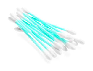 Cotton swabs on white background