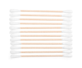 Cotton swabs on white background