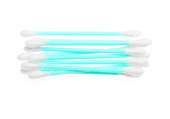 Cotton swabs on white background