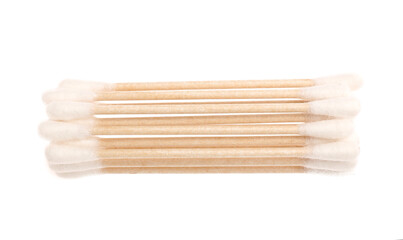 Cotton swabs on white background