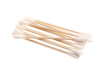 Cotton swabs on white background