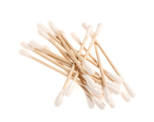 Cotton swabs on white background