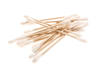 Cotton swabs on white background