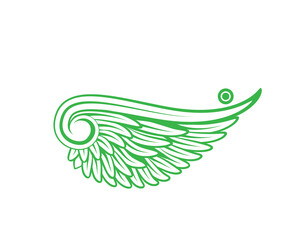 green wing logo isolated on white background, side wing symbol icon