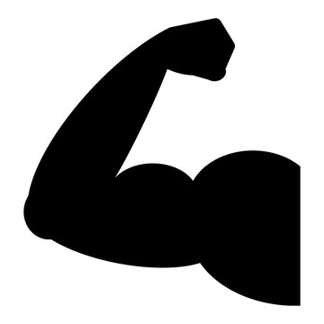 ngi1266 NewGraphicIcon ngi - strong muscular arm icon . muscles / strength / power - extremely robust / stable - isolated on white background - single - left version - black simple xxl g10606