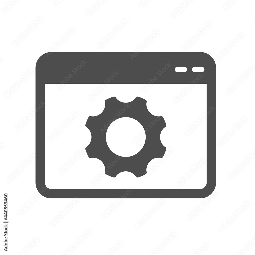 Poster web browser settings silhouette vector icon isolated on white background. seo settings icon for web,