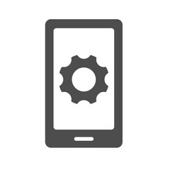 mobile settings silhouette vector icon isolated on white background. smartphone setup icon for web, mobile apps, ui design and print