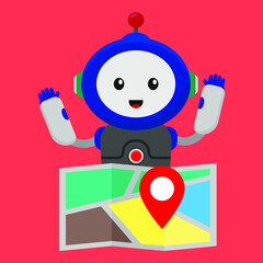 robot map location pin icon illustration vector graphic