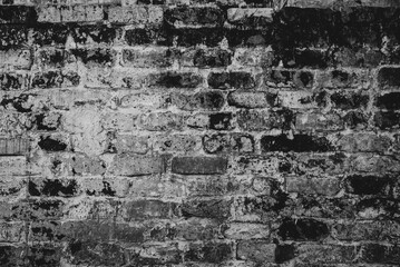Obraz premium Old dark brick wall texture blocks in black and white concept design for background idea