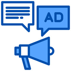 Advertising blue style icon