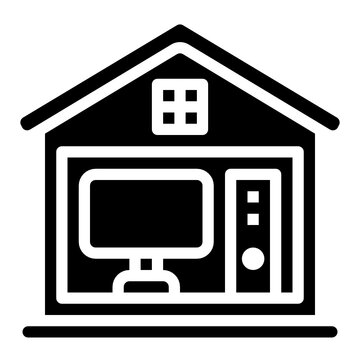 black home office computer setup clip art preview