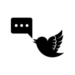 Bird with speech bubble icon isolated on white background