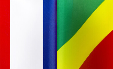 fragments of the national flags of France and the Republic of the Congo close-up