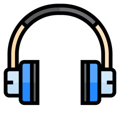 Fototapeta premium Headphone color line style icon